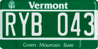 VT license plate RYB043