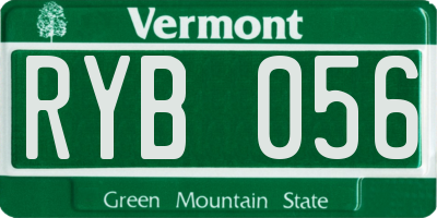 VT license plate RYB056