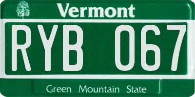 VT license plate RYB067