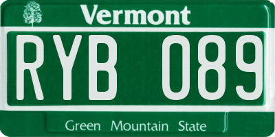 VT license plate RYB089