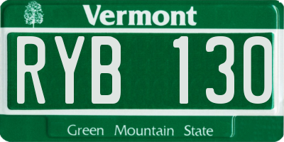 VT license plate RYB130