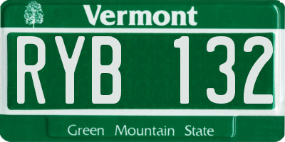 VT license plate RYB132