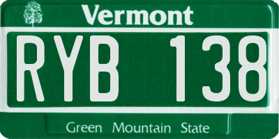 VT license plate RYB138