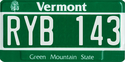 VT license plate RYB143
