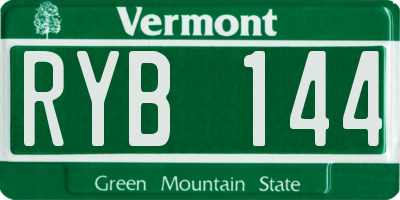 VT license plate RYB144