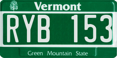 VT license plate RYB153