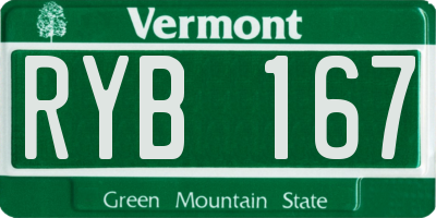 VT license plate RYB167