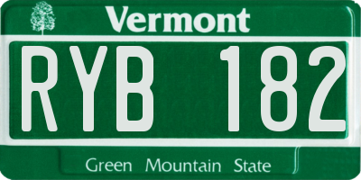 VT license plate RYB182