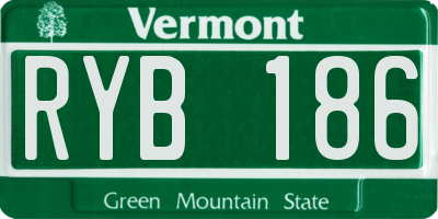 VT license plate RYB186