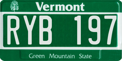 VT license plate RYB197