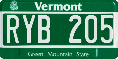 VT license plate RYB205