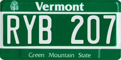 VT license plate RYB207