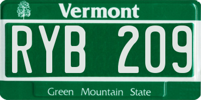 VT license plate RYB209