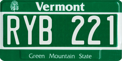 VT license plate RYB221