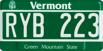 VT license plate RYB223
