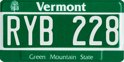 VT license plate RYB228