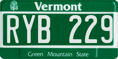 VT license plate RYB229