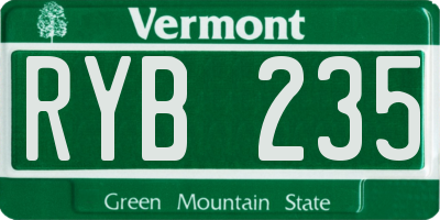 VT license plate RYB235