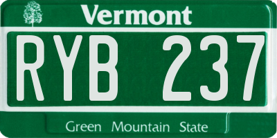 VT license plate RYB237