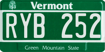 VT license plate RYB252