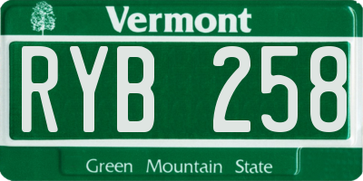 VT license plate RYB258