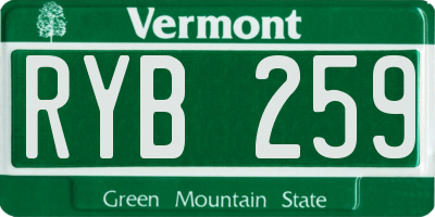 VT license plate RYB259