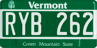 VT license plate RYB262