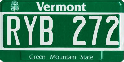 VT license plate RYB272