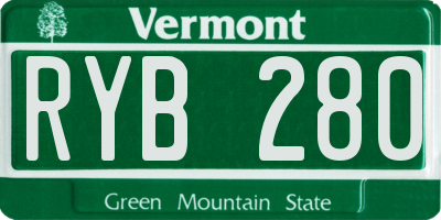 VT license plate RYB280