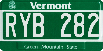 VT license plate RYB282