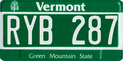 VT license plate RYB287