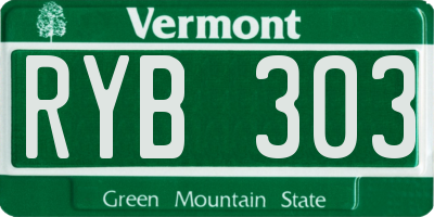 VT license plate RYB303