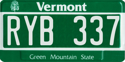 VT license plate RYB337