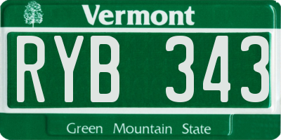 VT license plate RYB343