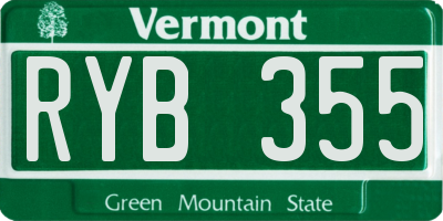 VT license plate RYB355