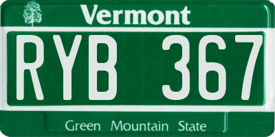 VT license plate RYB367