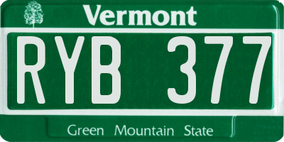 VT license plate RYB377