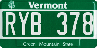 VT license plate RYB378
