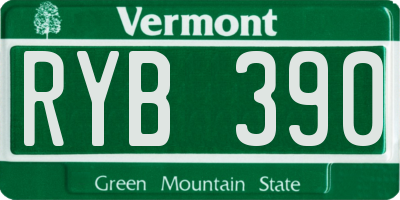 VT license plate RYB390