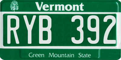 VT license plate RYB392