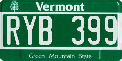 VT license plate RYB399