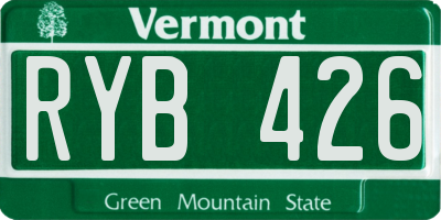 VT license plate RYB426