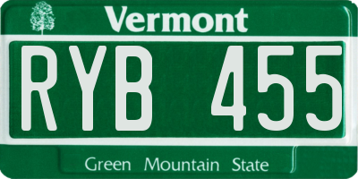 VT license plate RYB455