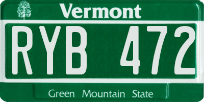 VT license plate RYB472