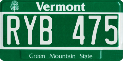 VT license plate RYB475