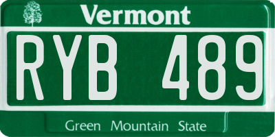 VT license plate RYB489