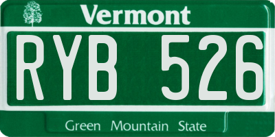 VT license plate RYB526