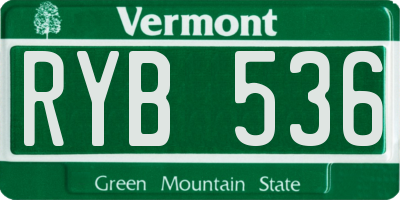 VT license plate RYB536
