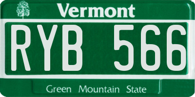 VT license plate RYB566