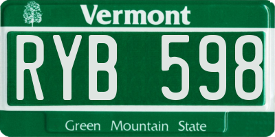VT license plate RYB598